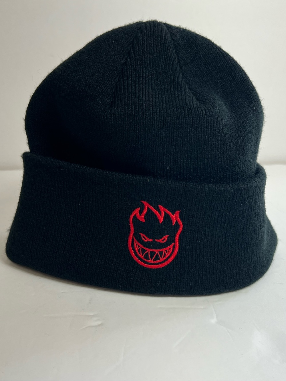 VTG Spitfire Wheels Skateboard Big Head Beanie Cap Hat Y2K Sport Skate Black OS